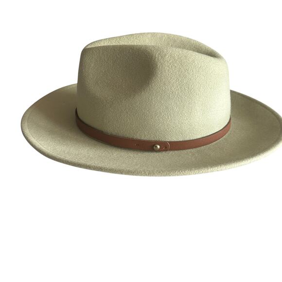 Free People 100% Wool Fedora Hat OS Pistacchio Green Wide Brim Hipster Boho main image 8